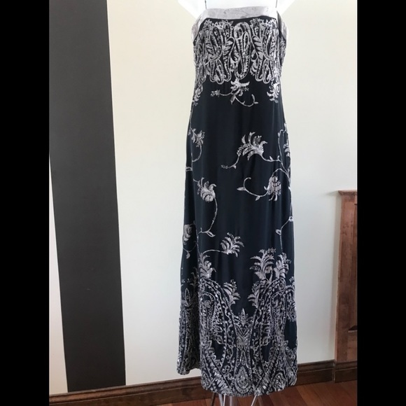 KAY UNGER Embellished Beaded Chiffon Velvet Dress - Picture 13 of 16